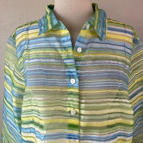 Elementz Sheer Button Down Top Size XL EUC - Picture 2 of 5